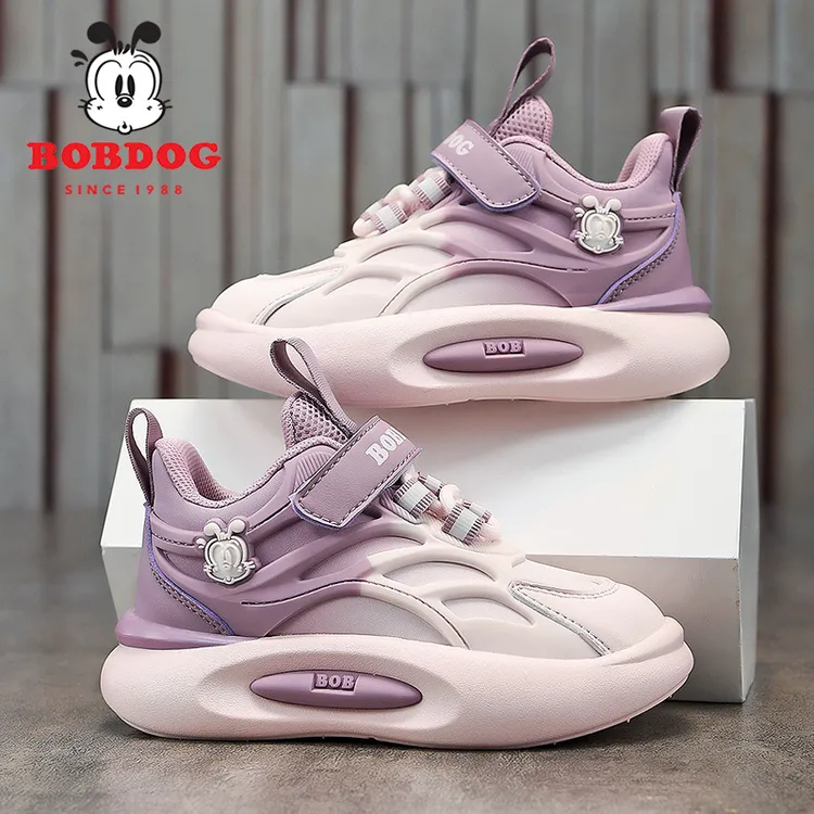 巴布豆女童运动鞋加绒二棉2025秋冬新款皮面潮流软底公主儿童鞋子