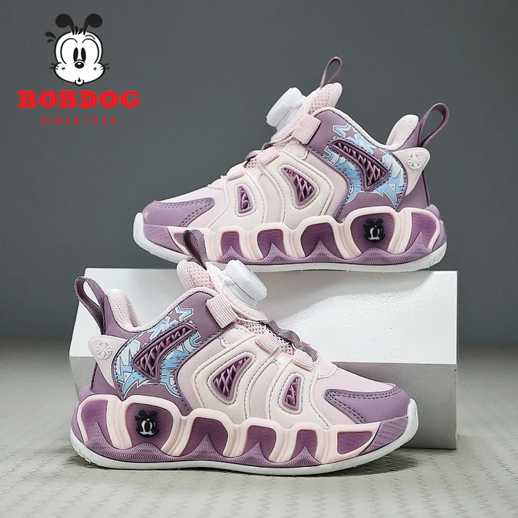 巴布豆女童运动鞋皮面防水2025春秋新款时尚轻便潮流软底儿童鞋子