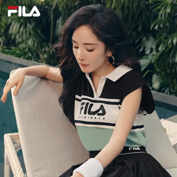 Fila/斐乐【欧若风】女款杨幂同款百搭时尚polo衫短袖F11W429109F