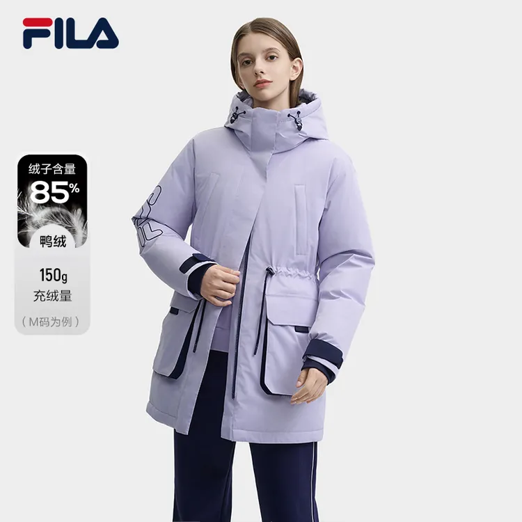 Fila/斐乐2024年冬季女士中长款抗寒保暖运动羽绒服F11W449909F