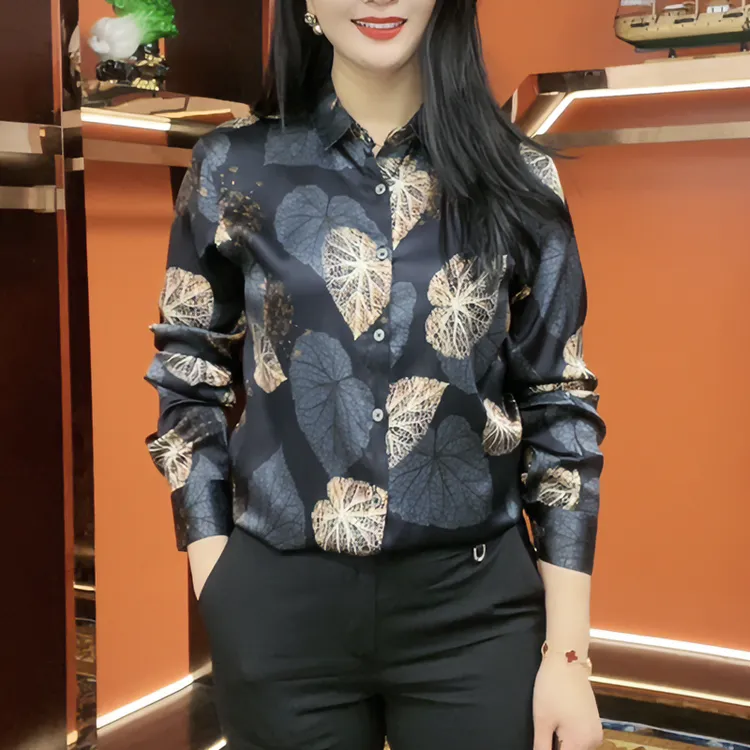 高端男士轻奢桑蚕丝衬衫2024新款夏装男装真丝长袖衬衣男休闲百搭