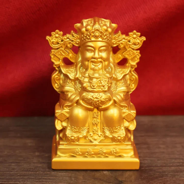 【赖氏铜器】小财神摆件聚宝盆客厅中式雕刻前台装饰开业常用摆件