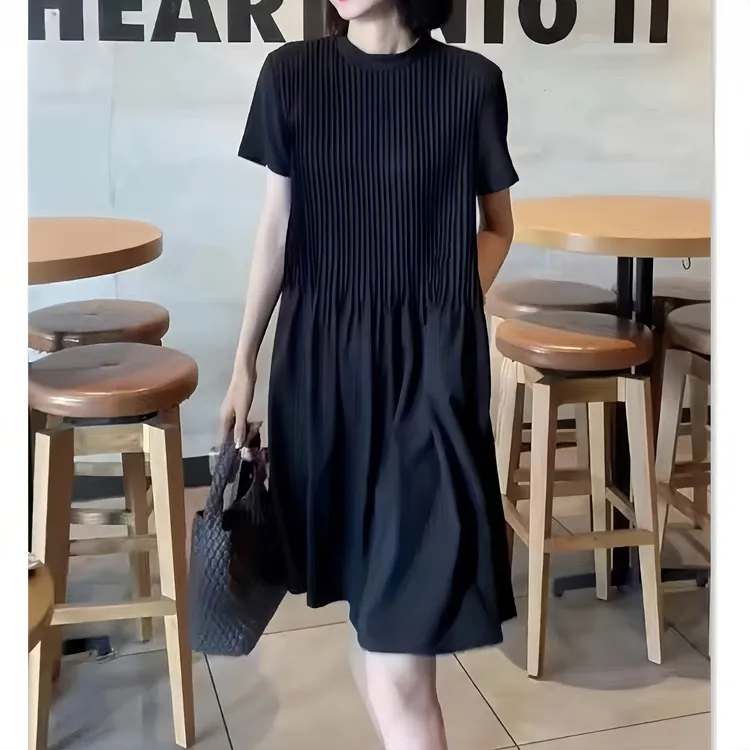 长裙ins风夏季A字裙短裙连衣裙百搭设计师显瘦简约宽松时尚遮肉女