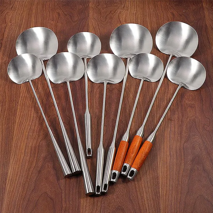 不锈钢炒勺贵州勺不锈钢厨具厨房家用长柄加厚炒菜勺菜铲炒菜铲子