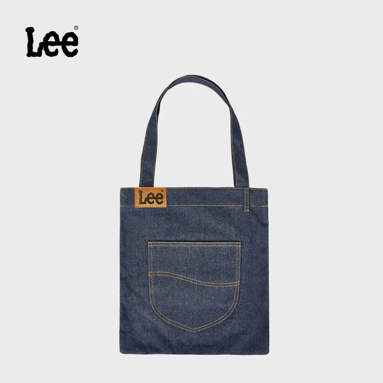 Lee经典蓝色牛仔帆布袋简约风方形春夏休闲便携
