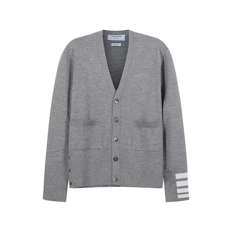 未使用 THOMBROWNE 男士针织开衫羊毛衫4条纹 MKC378A Y1002
