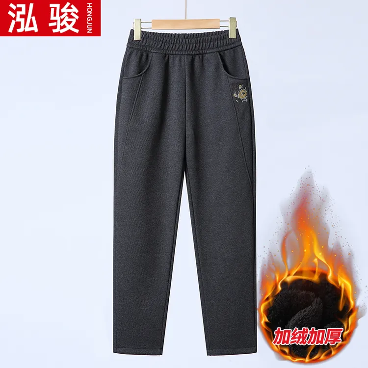 妈妈秋冬装保暖裤子女装中老年人奶奶高腰宽松休闲裤松紧外穿加厚