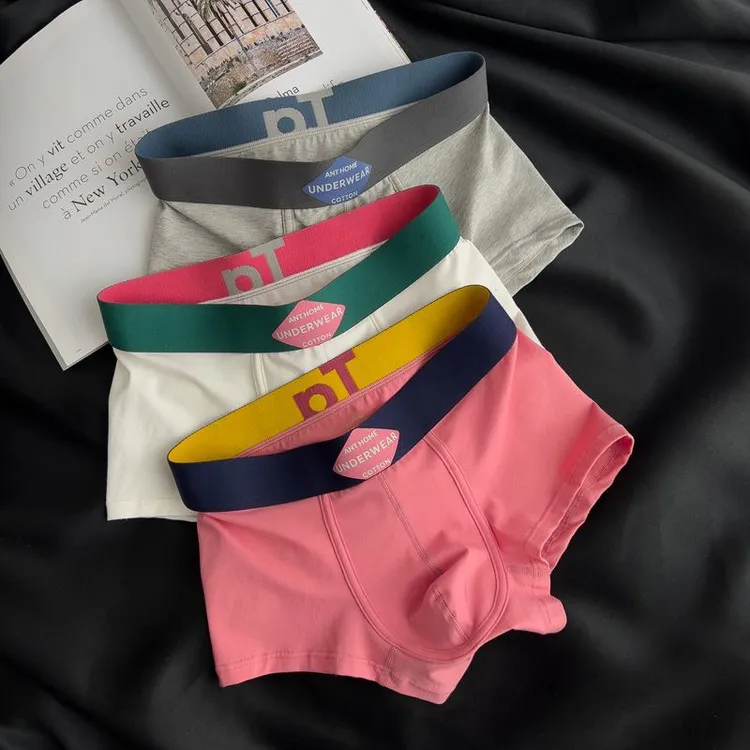 男士内裤男平角裤纯棉透气U囊袋国潮青年舒适男生运动四角短裤头