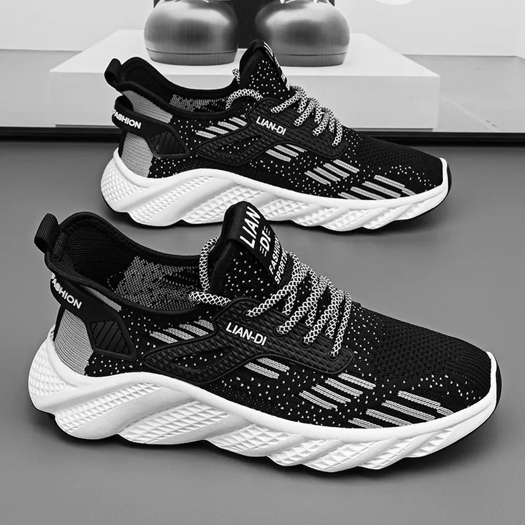 男鞋2024新款夏季透气网面飞织网鞋休闲男士防滑跑步运动轻便潮鞋