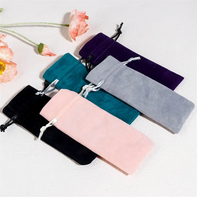 纯色绒布抽绳束口袋口红收纳袋便携物品防尘袋饰品首饰袋简约布袋