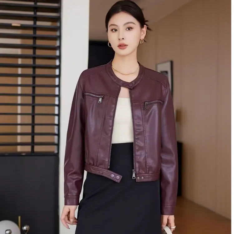 女皮夹克上衣2024秋冬新款设计时尚洋气流行气质显瘦短款炸街外套