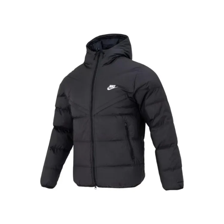 NIKE/耐克纯色连帽休闲运动长袖羽绒服 男款 黑色+FB8178-010