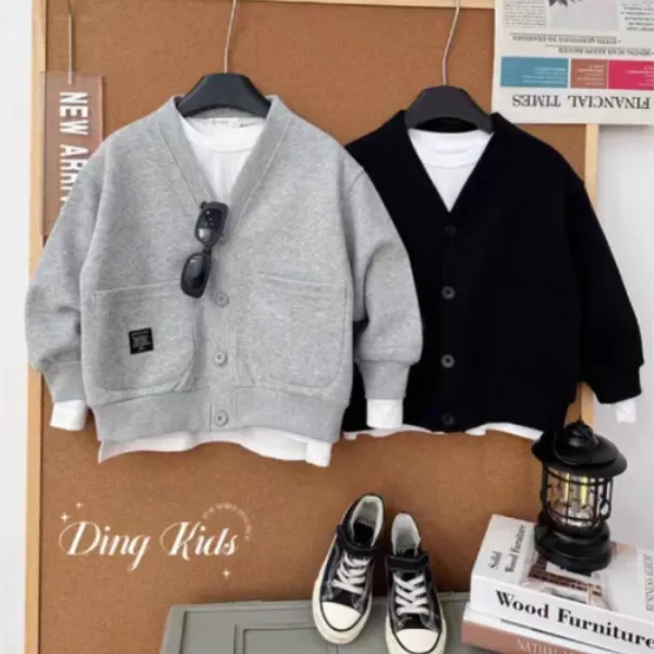 中大童春款韩版开衫2024新款男童外套洋气儿童上衣时尚休闲亲子装