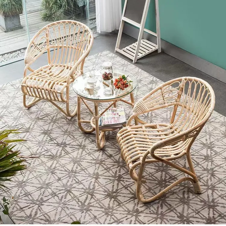 客厅家用简约单人北欧藤椅纯天然 真藤 藤椅北欧民宿藤休闲藤编椅