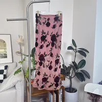 14BQ1597浪漫植绒烧花半身裙气质时尚百搭优雅女士复古印花半裙