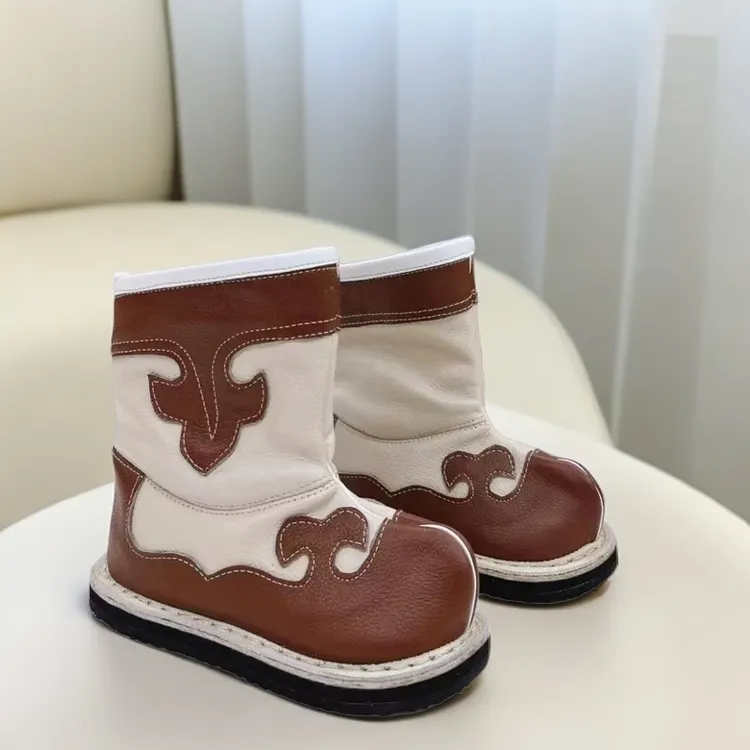 儿童彩色真皮靴蒙古靴毛毡靴冬季款