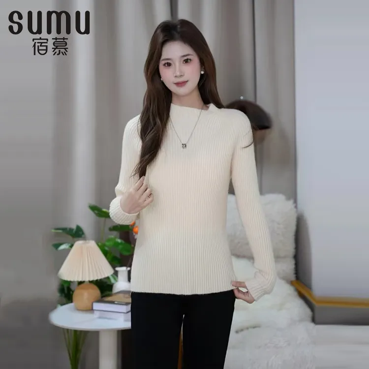 宿慕小雨自产女款纯色毛衣11-19冬季2024新款休闲针织衫B74033