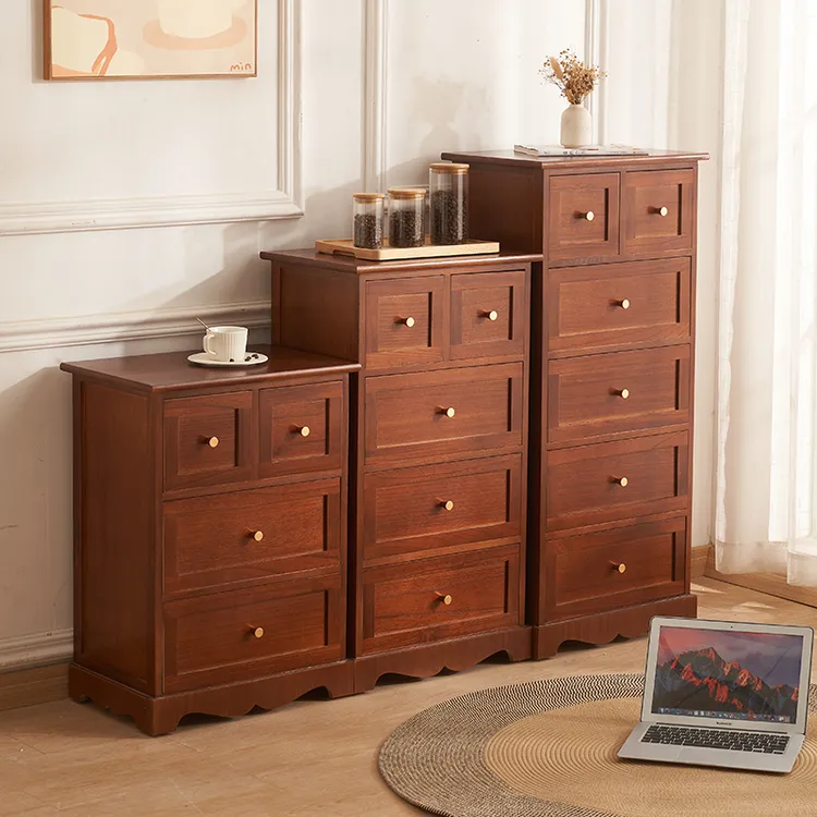 胡桃色五斗柜欧式沙发边柜小柜子客厅靠墙房间床头柜子卧室抽屉柜