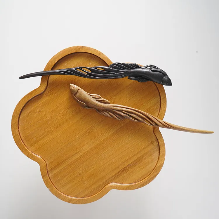 Zang又一雪 子非鱼 中式盘发簪子黑檀木简约古风高级感发饰国风雕