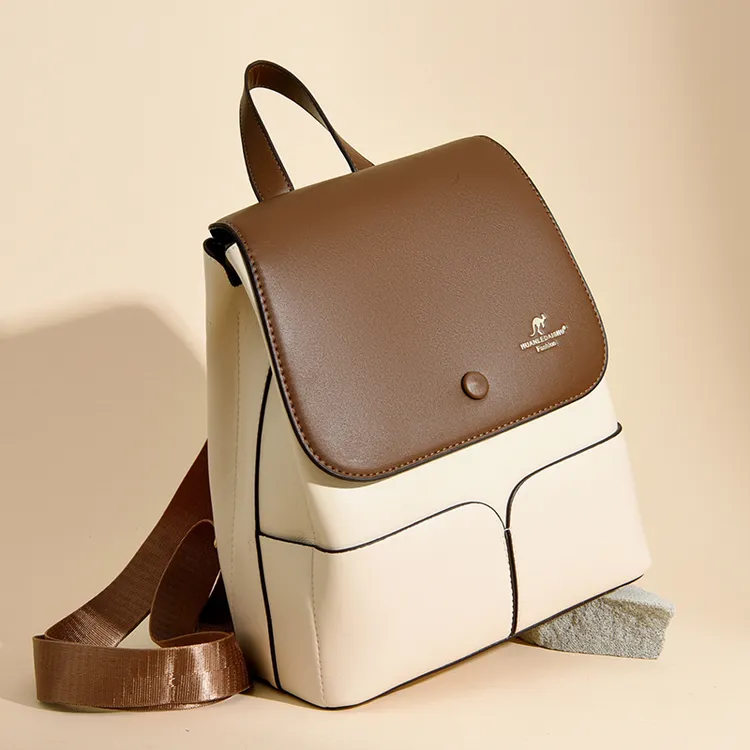 米琦袋鼠时尚休闲百搭女士潮流高级感双肩包优雅洋气韩版背包书包