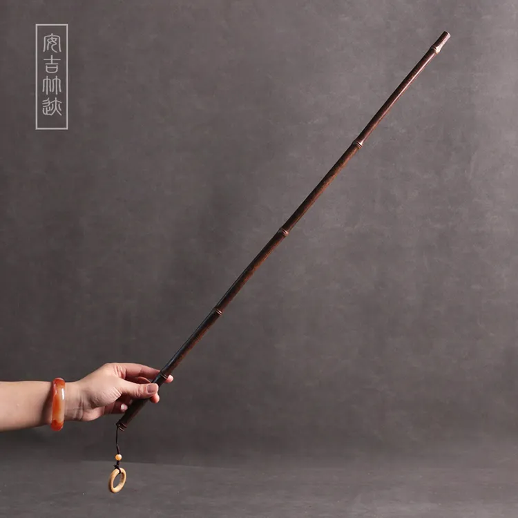 梅鹿竹戒尺藤条手把玩件家用竹条实心竹劝学教师棍指读棒紫竹教鞭