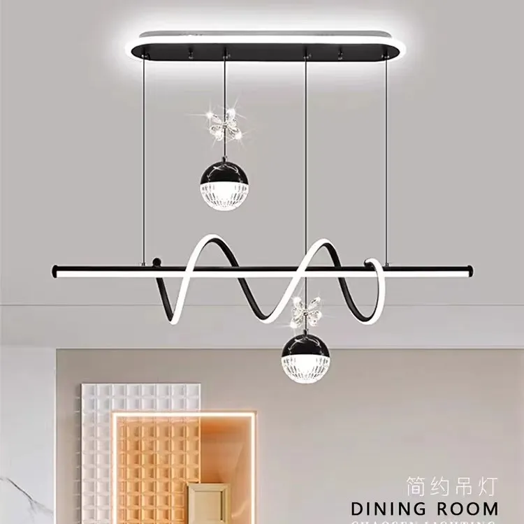 新款餐厅吊灯现代简约家用长方形餐桌灯饭厅吧台灯卧室灯中山灯具