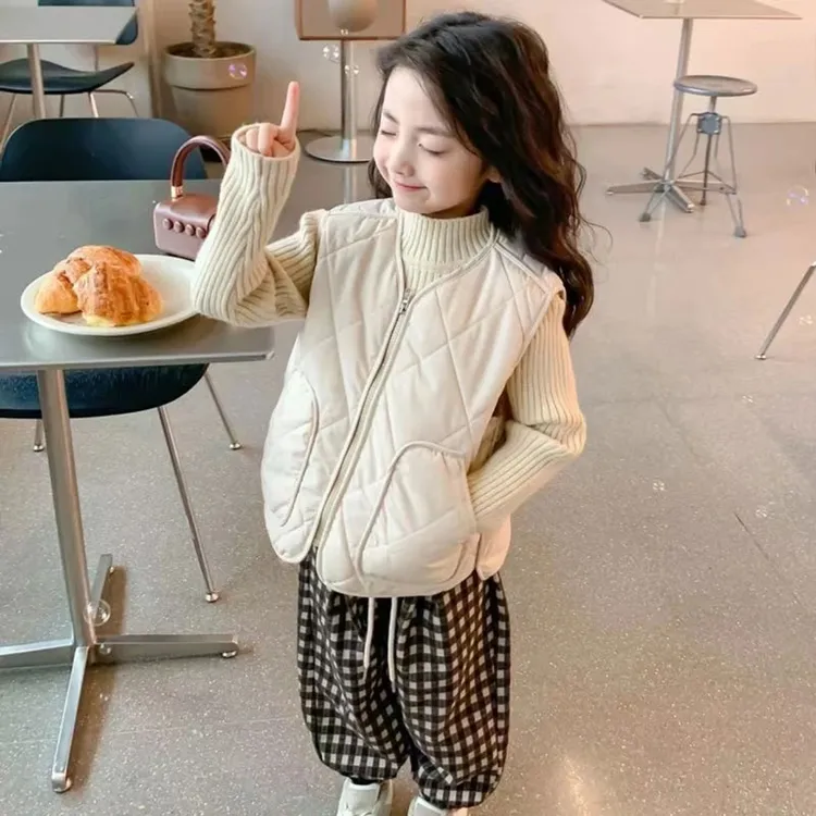 秋冬新款儿童加绒棉马甲女童洋气中大童冬装男童时尚外穿韩版背心