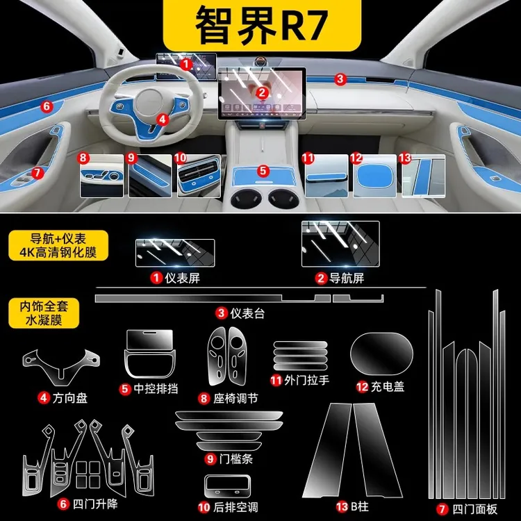 适用华为智界R7内饰屏幕保护钢化膜中控贴膜专用汽车用品改装配件