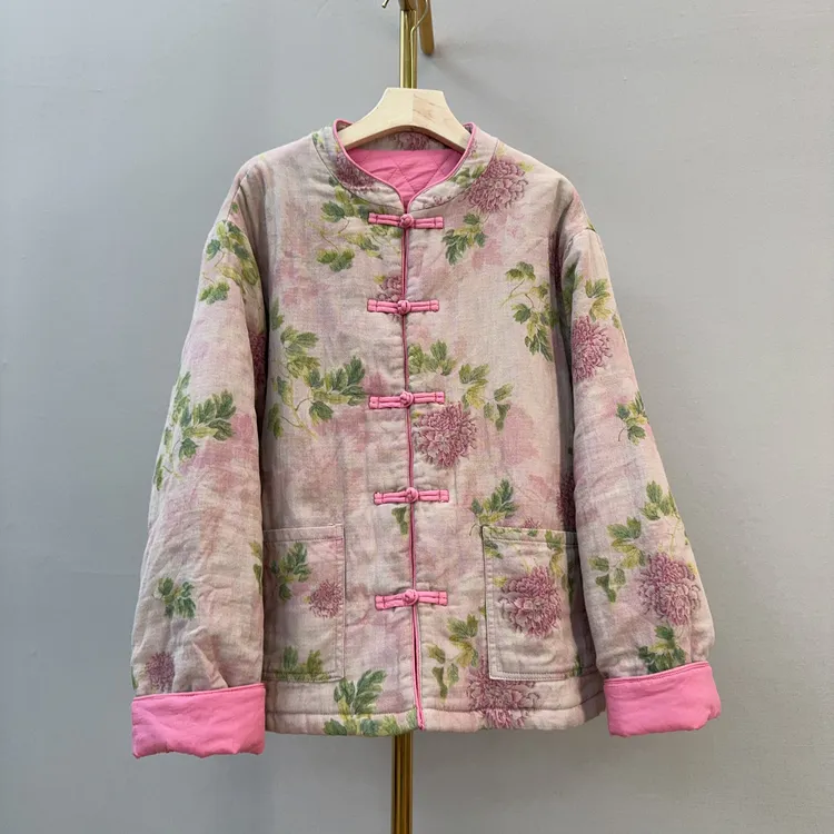 新中式国风加厚棉袄文艺立领盘扣棉衣