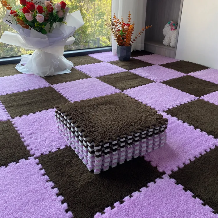毛绒地毯卧室拼接方块地垫地垫地毯大面积全铺阳台垫子地毯床边毯