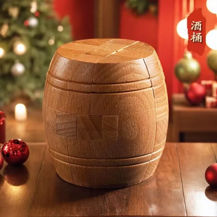 【益智玩具】酒桶鲁班锁孔明锁单个榉木益智玩具木制大号优选