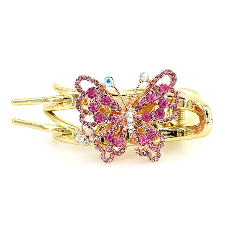 新款彩蝶盘发抓夹韩式发抓镶钻马尾发夹优雅发卡古风精美发饰HG