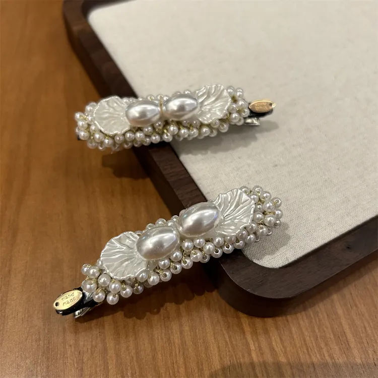 古重工巴洛克珠珠边夹简约气质发夹顶夹刘海夹子头饰网红碎发卡JY