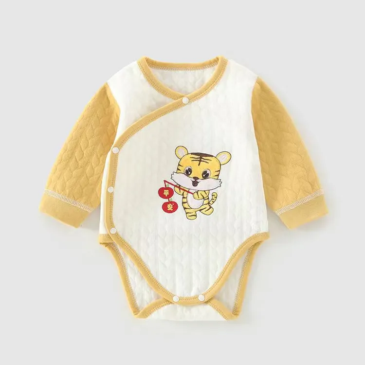 婴儿保暖夹棉包屁衣秋冬款A类棉新生儿连体衣三角哈衣宝宝爬服