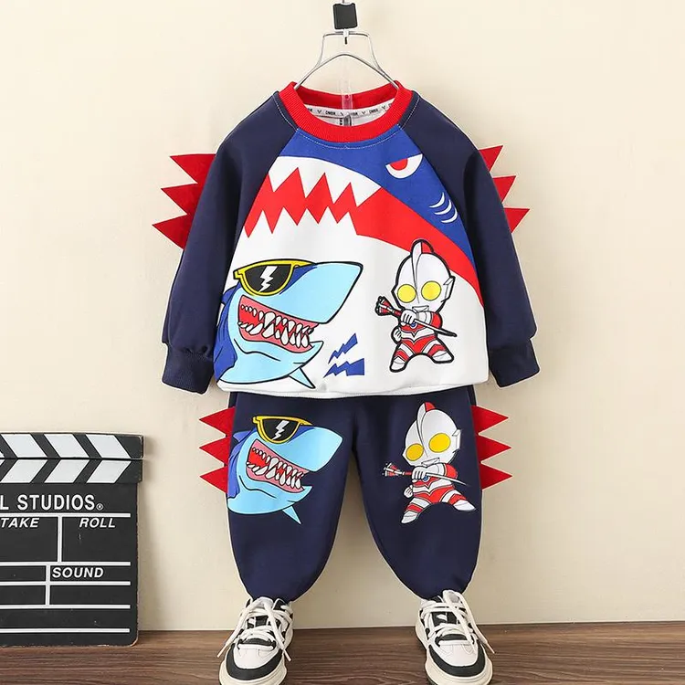 男童套装春秋款2024新款男孩痞帅时髦奥特曼两件套儿童秋季运动服