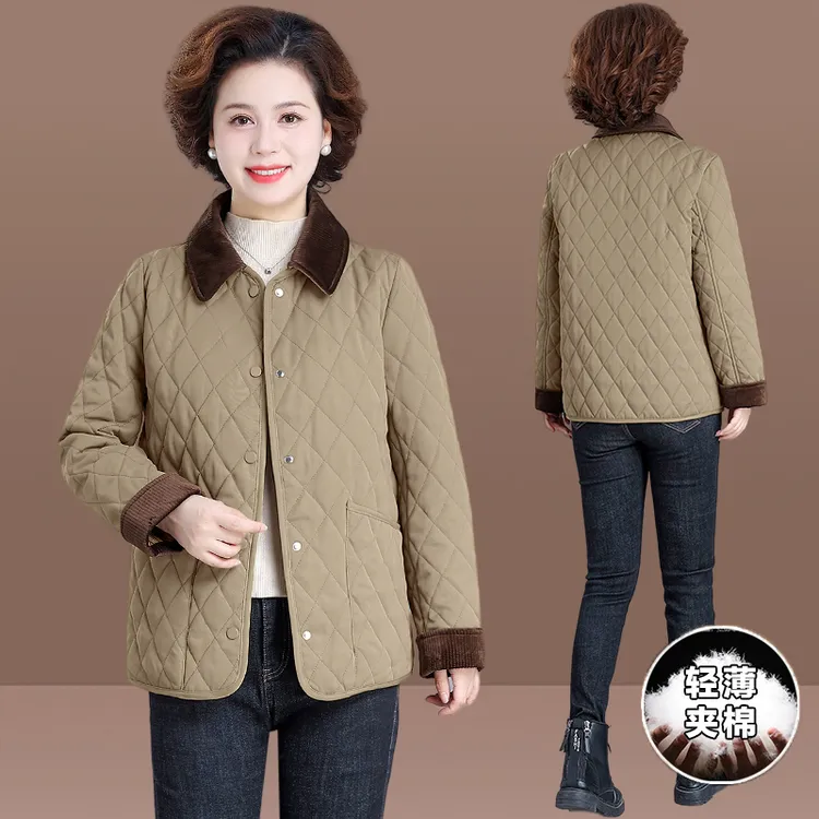妈妈秋冬轻薄棉袄外套洋气2025新款时尚气质中老年女冬装棉服上衣