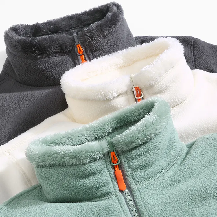 抓绒衣双面珊瑚绒男女冲锋衣内胆秋冬加厚保暖摇粒绒外套女两面穿