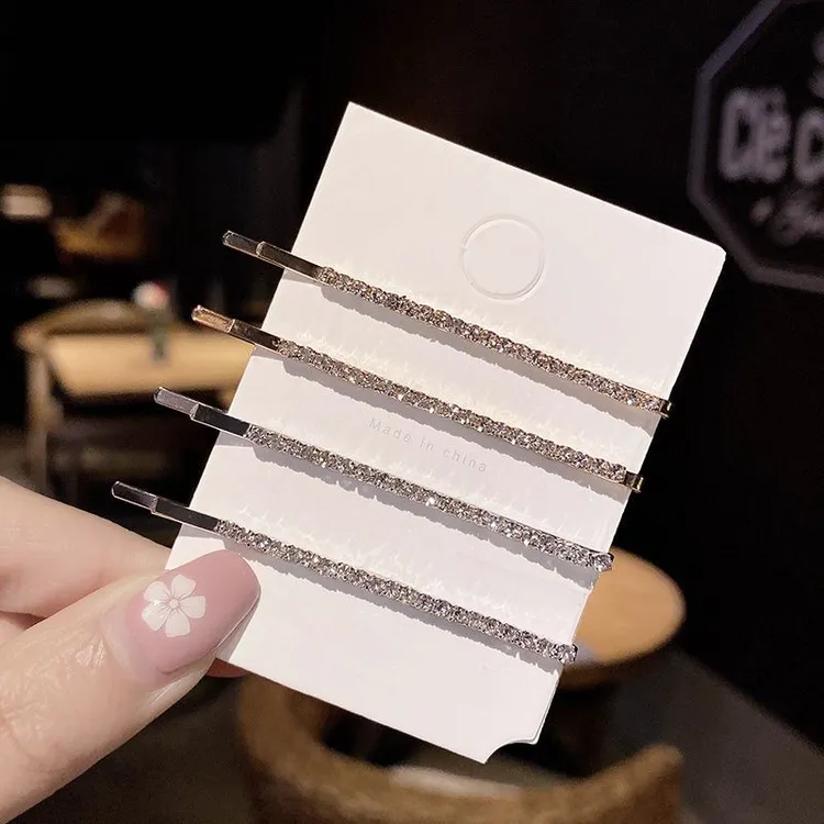 10支气质儿童一字夹水钻发夹网红少女简约百搭韩版气质刘海夹发卡