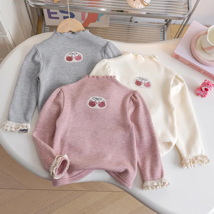 加厚羊绒半高领韩版打底衫秋冬2024新款内搭高弹长袖女童冬季T恤