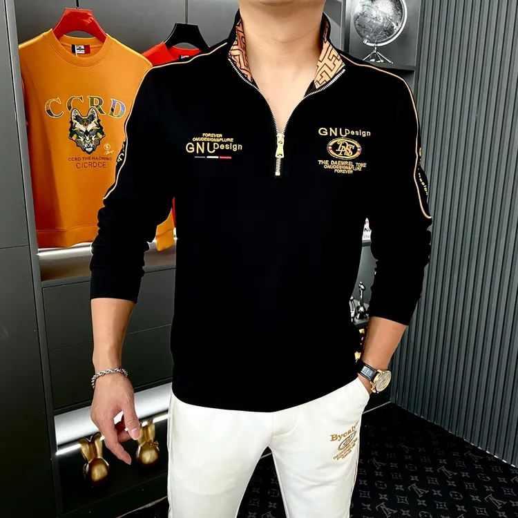 男士POLO衫年秋季潮流修身休闲长袖裤子男款爆款时尚男装