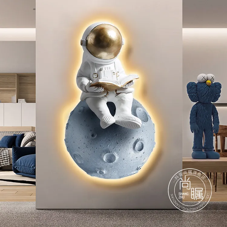 LED发光玄关装饰画氛围灯画客厅走廊过道墙壁画儿童房星球太空人