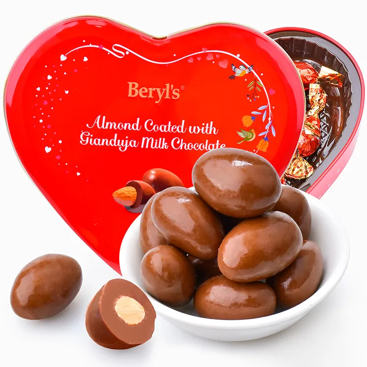 Beryl’s马来西亚倍乐思扁桃仁榛子酱牛奶巧克力80g心形礼盒喜糖