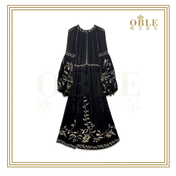 OBLE 欧宝莱尔 新款优雅黑色 连衣裙502-2020009