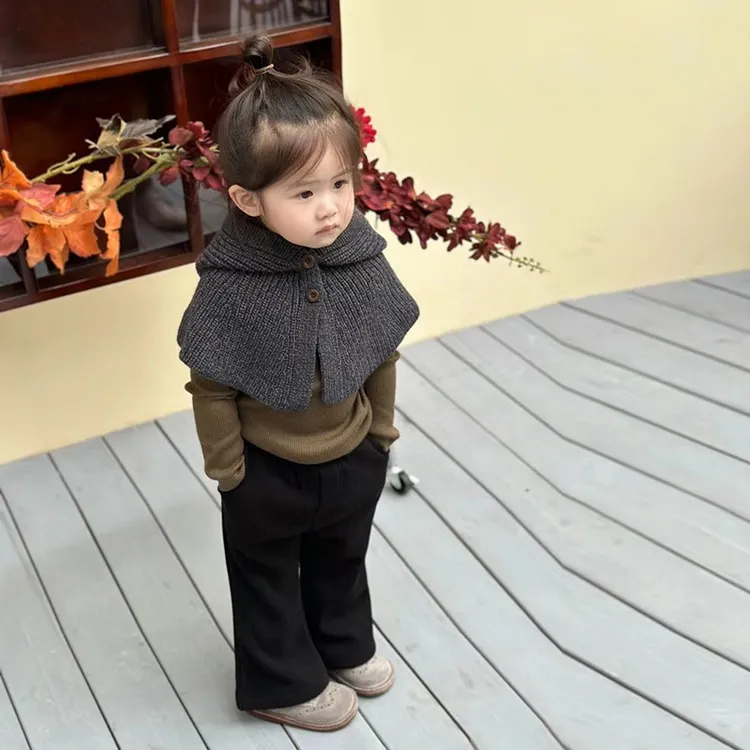 女童可爱帽子针织斗篷2023秋冬款宝宝毛衣儿童百搭保暖披肩洋气