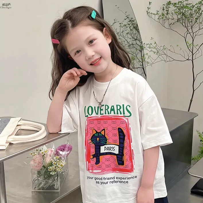 【纯棉】韩版女童T恤2024夏装新款儿童短袖上衣中小童装洋气打底衫A