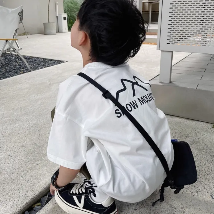 【纯棉】夏装小童薄款男孩上衣男童短袖T恤儿童男宝宝白色半袖童装A