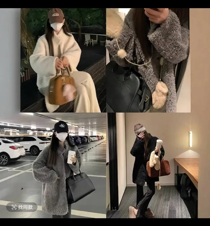 2025冬季新款皮毛一体外套女冬季加厚毛毛绒中长款韩版小香风