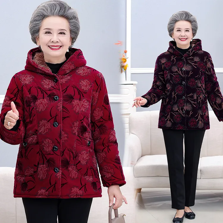奶奶冬装棉服外套60-80岁中老年人妈妈棉衣老太太加绒加棉袄衣服