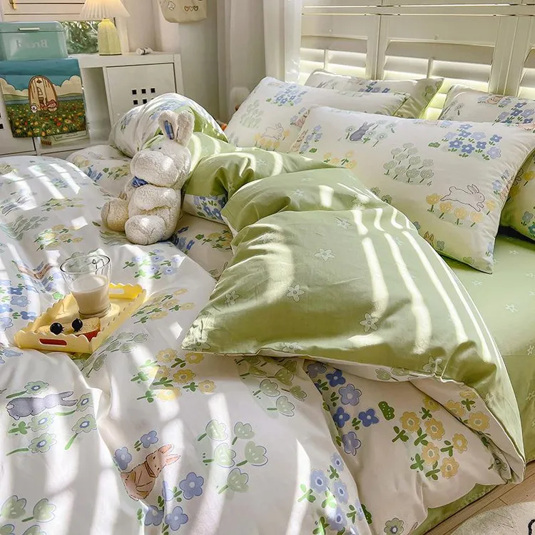 纯棉四件套床品可爱床单床上用品被罩印花单人小清新少女心小碎花