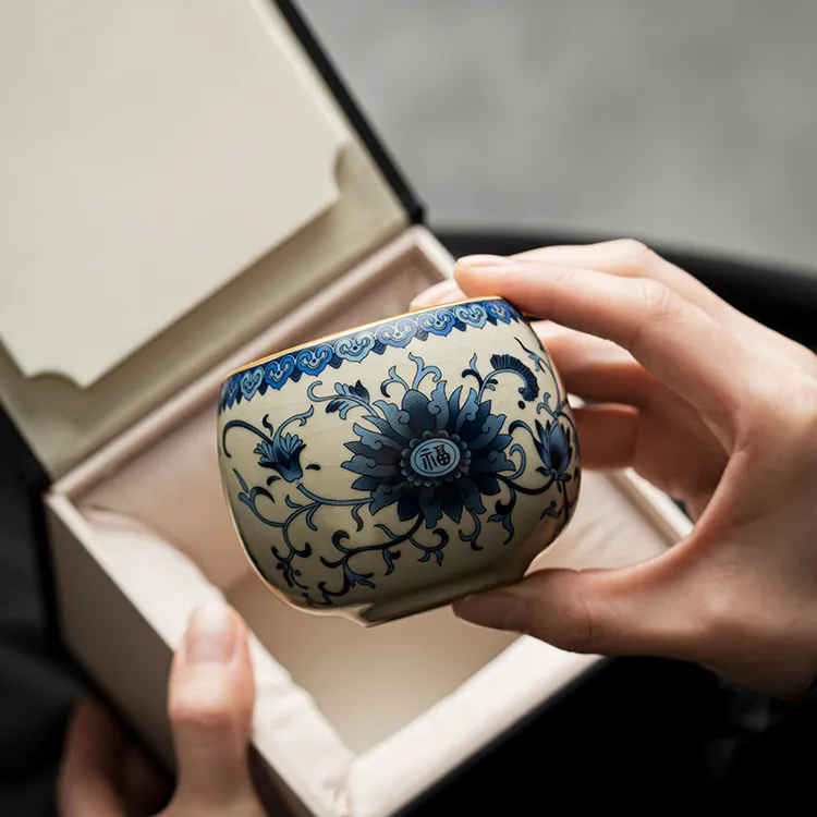 煌山青花汝窑主人杯个人专用喝茶单杯轻奢高档品茗杯陶瓷茶杯茶盏